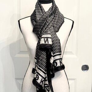 New DKNY Black Ivory Light Weight Neck Warmer Scarf Shawl or Wrap